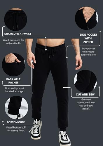 Image of Men Stretchable Cut & Sew Breathable Joggers with Multi Secure Zipper Pocket| Moisture Wicking Light Weight Track Pant| Men Joggers|Casual Track Pants