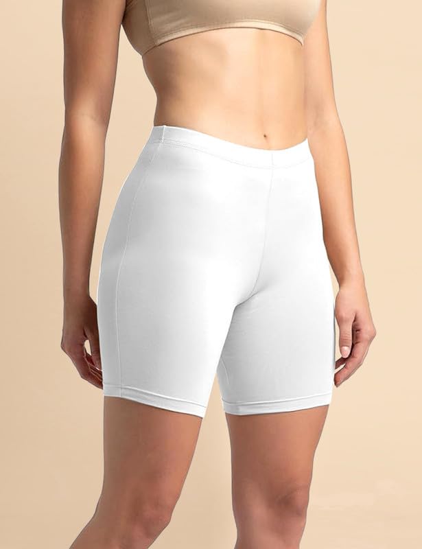 Image of TRENDMALLS Women's High Coverage Super Combed Cotton Elastane Stretch Mid Waist Shorties with Concealed Waistband Cycling Short
