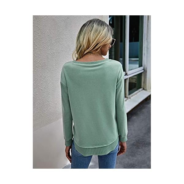 KIRUNDO-2021-Womens-Solid-Color-Sporty-Sweatshirt-Casual-Loose-Crew-Neck-Long-Sleeves-Pullover-Ribbed-Cuffs-Hem-Tops KIRUNDO 2023 Fall Winter Women's Tie Dye Sporty Sweatshirt Crew Neck Long Sleeves Pullover Ribbed Cuffs Hems Sweaters Outwear (Large, Split-Light Green)