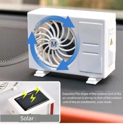 Image of YOURKARTS.COM Mini AC Shape Car Air Freshener with Solar Fan, Car Perfume Diffuser for Dashboard & AC Vent, Stylish Car Interior Decoration