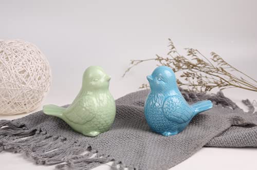 Fairdeco Blue Cottage Ceramic Bird Figurine Ornaments,Animal Model Gift For Home Garden Statue Wedding Decor (Blue) #TOP4