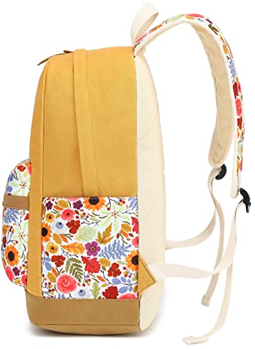 Leaper Floral Backpack College Bookbag Shoulder Bag Satchel Daypack Sunflowers Yellow #TOP5