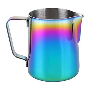 OhhGo 350 ml roestvrij staal melk opschuimen kruik koffiekopje Latte Art melkopschuimer kruik (veelkleurig)