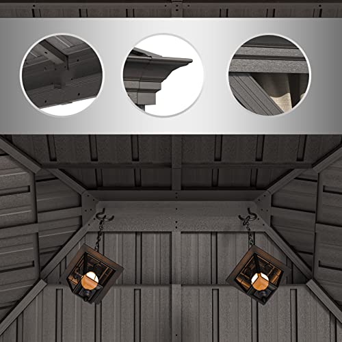 MOWOX POWER Waterproof and Ventilated Double Roof 10x12 Gazebo, High Load-Bearing Capacity Hard Aluminum Metal Gazebo, with Privacy Side Walls and Mosquito Net, Earth Brown Color.for Patio,Backyard.