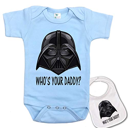Who's Your Daddy .Star Wars Darth Vader Baby Bodysuit Onesie & Matching bib Blue