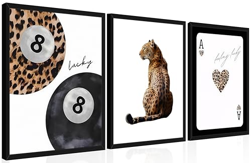 Trendy Leopard Wall Art Set of 3, Funky Preppy Cheetah