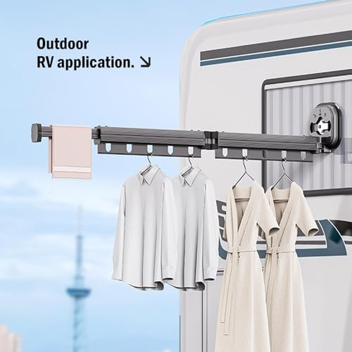 This Retractable Clothes Drying Rack - Wall Mounted Hanger with Suction Cups, Portable Drying Solution for Home Organization - Folding Design
