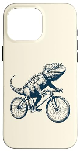 サイクリングトカゲ、爬虫類、爬虫類学、フトアゴヒゲトカゲ スマホケース iPhone 16 Pro Max 用