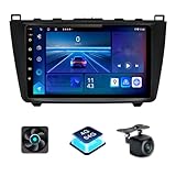 4+64GB Android 13 Car Radio for Mazda 6 Atenza 2007-2012 with Wireless Apple Carplay Android Auto,9 Inch Touch Screen Double Din Bluetooth GPS Navigation with AHD Backup Camera SWC WiFi