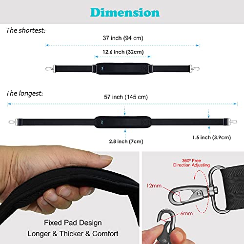 Shoulder Strap, ZINZ 57" Padded Adjustable Shoulder Bag Straps Replacement for Bags with D-Ring (B02K01)2