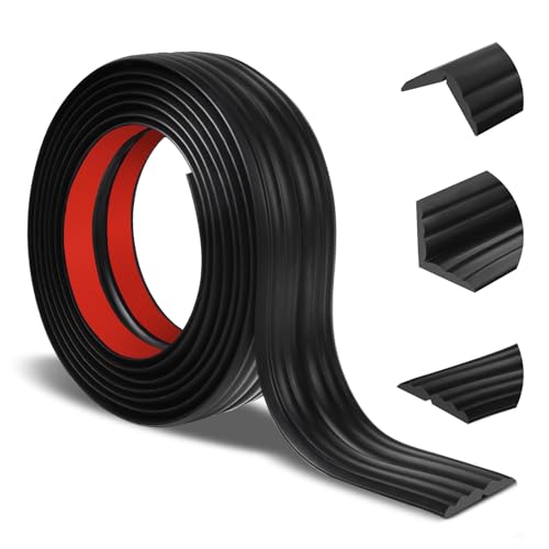 Image of Corner Molding Trim Peel and Stick Wall Corner Protector | Flexible Corner Trim Self Adhesive Inside & Outside Wall Edge Guard Moulding Trim for Edge Use, Black, 1.6'' W x 20' L