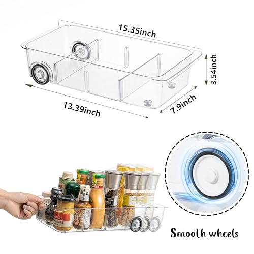 Fridge Organizer Bins With Wheels, 3 Pack Roll Out Refrigerator Organizers And Storage Refrigerator Drawer With Dividers - Additional View