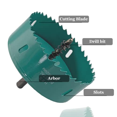 Qjaiune 4 Inch Hole Saw With Heavy Duty Arbor, 102Mm Hole Saw Hss Bi-Metal Hole Cutter Smoothly Cutting In Cornhole Boards, Plastic, Wood, Fiberboard, Drywall #TOP1