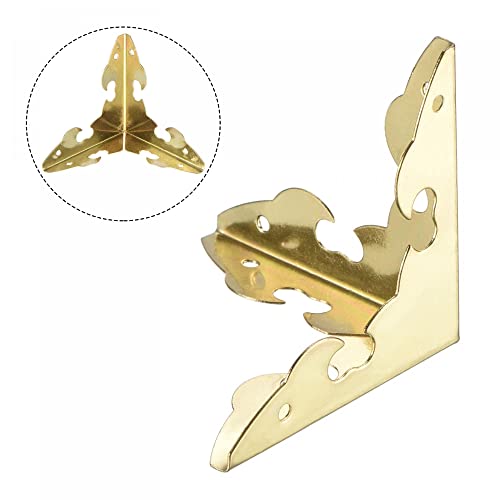 Image of uxcell 30x30x30mm Metal Box Corner Protectors Edge Guard Gold Tone 10pcs