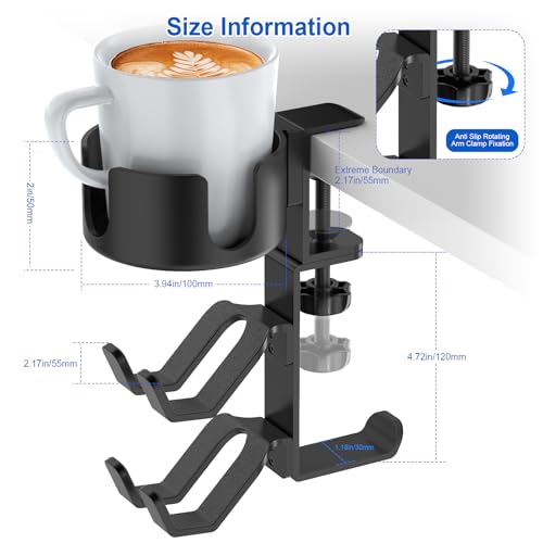 Suporte de fone de ouvido para controle de mesa para Xbox/PS4/PS5, suporte de copo de mesa 3 em 1 co