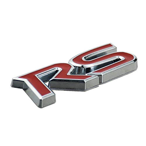 Image of Door Fender Tailgate Nameplate Emblems 3D Metal Badge Logo Letters Compatible with Rs R S 2PC (Silver Red)