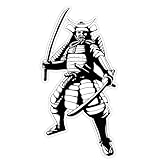 Samurai Fight Stance Sticker - Japanese Warrior Japan Kabuto Vinyl Decal for Cars Trucks Laptops (4' x 2')
