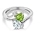 Gem Stone King 925 Sterling Silver Green Peridot Sky Blue Aquamarine Ring For Women (1.53 Cttw, Heart Shape 6MM, Gemstone August Birthstone, Available In Size 5, 6, 7, 8, 9)