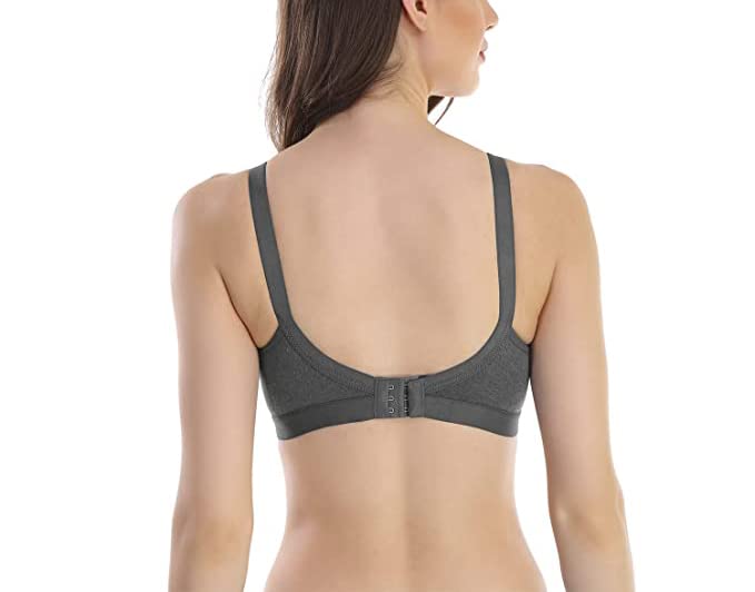 Image of SKDREAMS Blue & Brown & Purple-32D Cotton Blend Seamless Non Padded Non-Wired Full Coverage Pack of 3 Women T-Shirt Bra Combo