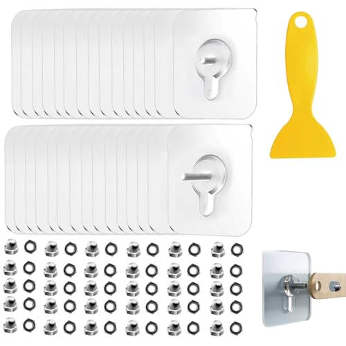 Crochets Adhésifs Lourds 30 pcs, Sans Perçage, Metal+PVC 10mm & 8mm