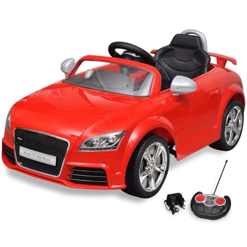 Teenpull Coche eléctrico para niños Audi TT RS rojo con mando a distancia, coche con batería de 6 V con música, cinturón de seguridad, luz, claxon, pedal, 110 x 59 x 48 cm, capacidad de carga de 30 kg