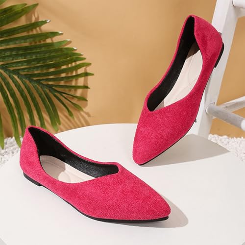 Women Casual Slip-On Flats Shoes Pointed Toe Block Low Wedge Heel Shoes Softable Breathable Flats for Office Work4
