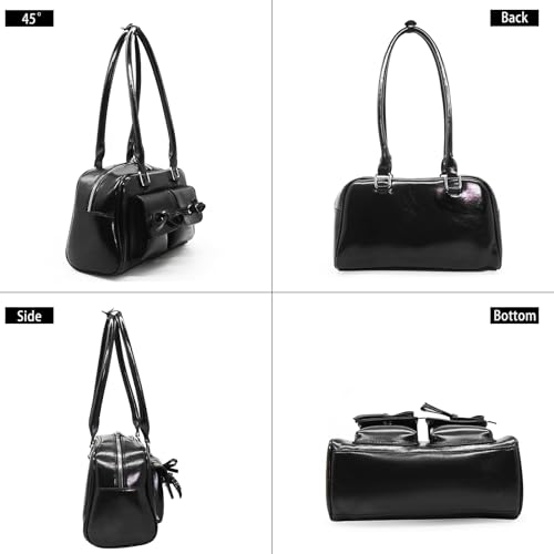 Image of Fozehlad Y2K Shoulder Bag for Women Retro PU Leather Tote Handbag Multi-Pocket Hobo Bag with Zipper for Gifts