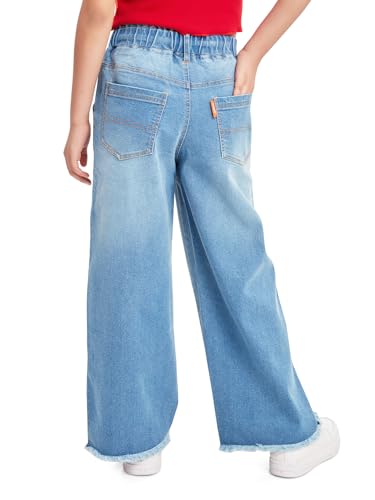 Image of olele Girls Super Jeans Collection for 4-14 Yrs | Stretchable Cotton Denim Trousers | Blue Jeans for Kids | Baggy Denim Pants | Cargo Pants for Girls
