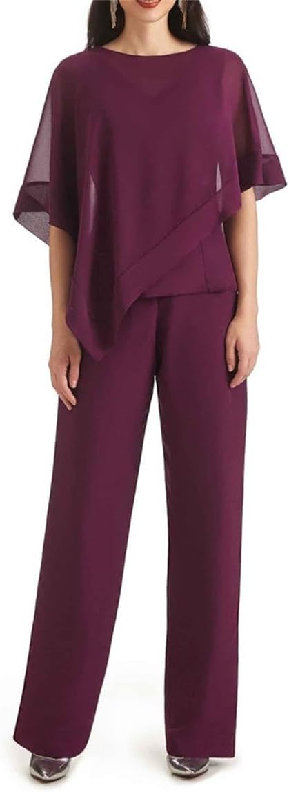 Real Sample New Fashion 2022 Mothers Pants Suit Three Pieces Lace Chiffon Purple Long Mother Of The Bride Dress Wedding Party Gown From Veralove999, $91.14