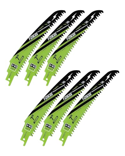 Image of Japanese Teeth Reciprocating Saw Blade 7Inch - Saber Saw Blades Wood Pruning, 6pcs Curved Edge 6TPI for Tree Trimming, Wood /PVC Pipe Cutting, Cr-V Sabre Blades Better Wear Resistance