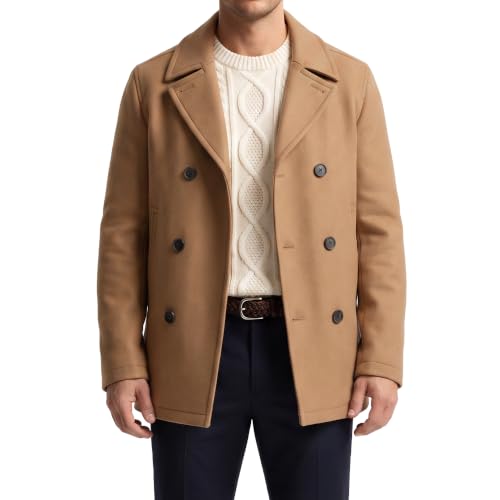 Image of Nautica Men's Wool Blend Peacoat - Double-Breasted Winter Coat, Regular, Big & Tall Sizes