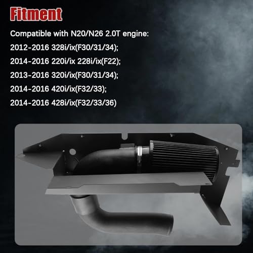 Cold Air Intake Compatible with 2012-2016 BMW 328i 228i 320i 420i 428i 220i N20 N26 F30 2.0T, Heat-Resistant Aluminum Pipe, High-Flow Filter by LIUWEIRACING - Used condition - Image 2