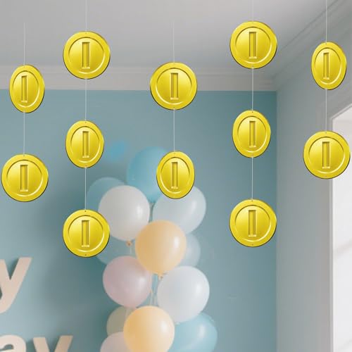 25 pièces Décorations de fête à thème Décoration suspendue pour une fête d'anniversaire Bannière décorative à motif de pièce d'or pour les cadeaux de baby shower