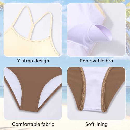 Image of Weixinbuy Girls Swimsuits Bikini Set Kids Bathing Suit Bikini Top Bottom 2Pcs Teen Girls' Swimwear Set