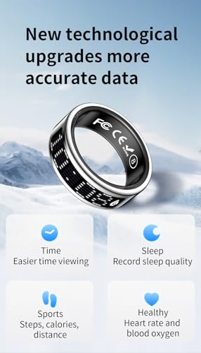 Image of Smart Ring Pro with Built-in LED Display | Caller Notifications & Vibration Alerts | Heart Rate, HRV, SPO₂ & Sleep Tracking | Gesture Control | Black | Size 9