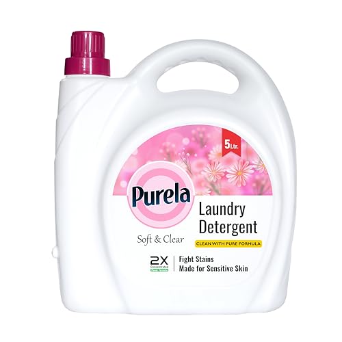 Image of Purela Liquid Detergent 5L | Rose Scent | Hard Water | All Machines | 100+ washes at 50ml. Rose Scent freshness 8 hours. Consistent thickness every use. Colour-safe. & laundry service bulk.