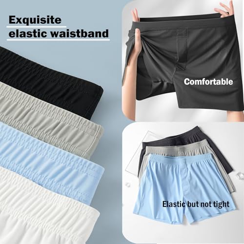 Men's Silk Boxer Shorts Ice Silk-feel Breathable Seamless Underwear Loose Fit Comfortable Boxers for Men4