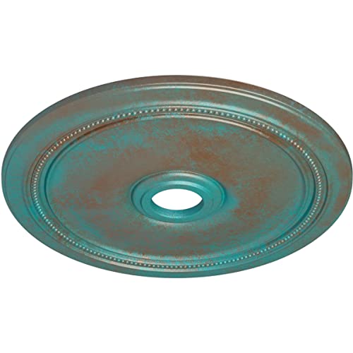 Image of Ekena Millwork CM24DICGS Diane Ceiling Medallion, 24 inchOD x 3 5 /8 inchID x 1 1 /4 inchP (Fits Canopies up to 6 1 /4 inch), Hand-Painted Copper Green Patina