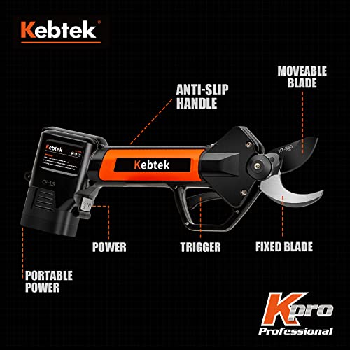 Miniatura 9 de Kebtek Tijeras De Podar Bateria Profesional 30mm, Tesoura De Podar Electrica Podadora Con Bateria 5000 Mah, Sk5 Cuchillas De Teflón, 30mm-20mm Diámetro De Corte Conmutable