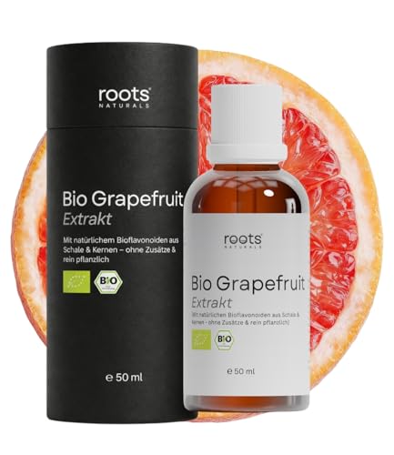 roots NATURALS® BIO-Grapefruitkernextrakt Tropfen - 50ml - [1200 mg Bioflavonoide/100ml] - spanische Grapefruitkernen-u.Schalen - Vegan - Bitterstoffe - Laborgeprüft - Made in Germany (1)