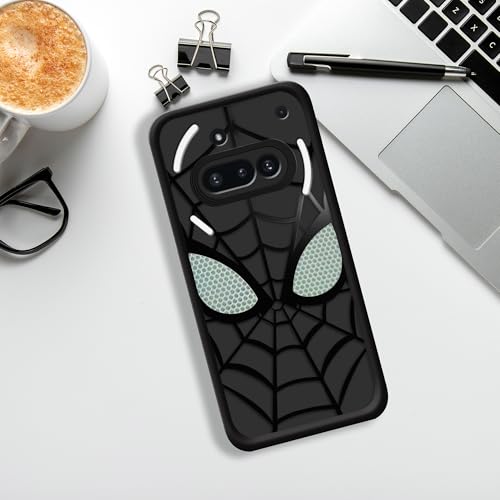 Image of Stylish Spider Back Case Cover Compatible for Nothing Phone 3A 5G | Spidey Face Mask Case | Soft Silicone | Camera & Full Body Protection | Shock Proof | (Black)