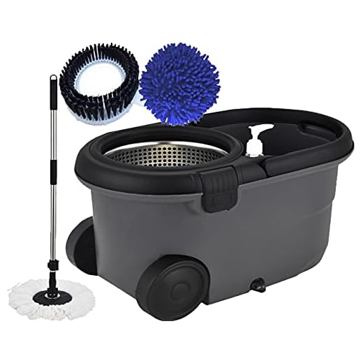 Mop Giratório Balde Esfregão Limpador Microfibra Limpeza Pesada Piso Pó 1,60m Cesto Inox Centrifugação 360° Multiuso Dispenser Alça Rodinhas Perfect