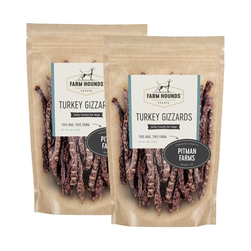 Farm Hounds - Turkey Gizzards - Premium Natural Jerky for Dogs - 100% Humanely Raised Turkey - Break-to-Size - Great for Training & Treats - No Added Fillers - Made in USA - 4oz - 2 Pack