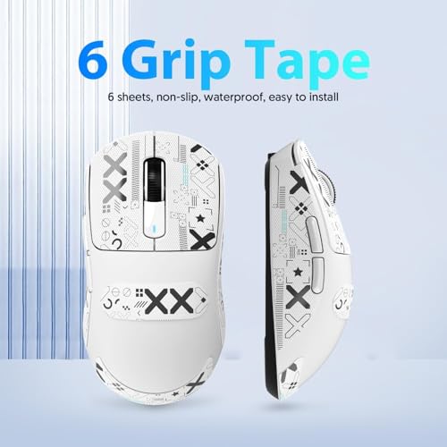 Image of Mouse Anti Slip Grip Tape, Pre-Cut Universal Griptape for Superlight Wireless Gaming Mouse Skins, Sweat Resistant, Elastics Refined Side Grips, Easy to Apply, Ultra-thin 0.5mm (0.02in) - White