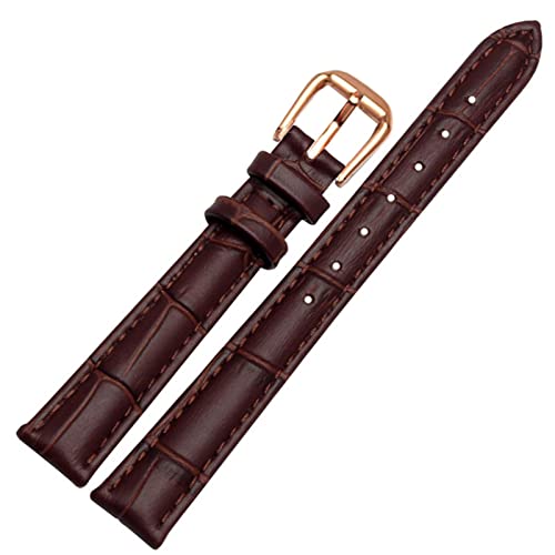 For any brand leather Girls and Student Crocodile grain band 10 12 14 16 18mm black brown red white blue strap - Main Image