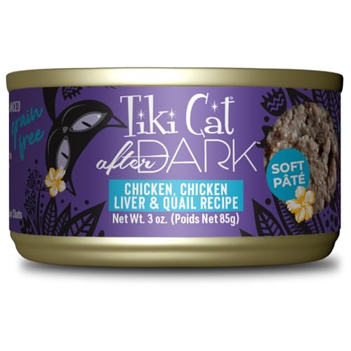 Tiki Cat After Dark Pate, Chicken & Quail Egg, High-Protein and 100% Non-GMO Ingredients, Wet Cat Food for Adult Cats, 3 oz. Can (12 Count)