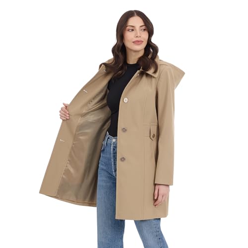 Image of Michael Kors Women's Single Breasted Raincoat With Detachable Hood