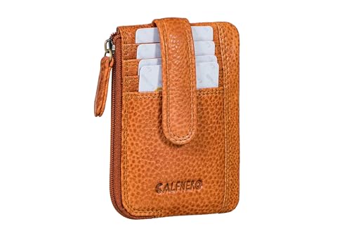 Image of Calfnero Genuine Leather Card Holder & Key Case for Men & Women | Slim Wallet with Zipper Pocket, Card Slots & Key Chain | Compact Travel Organizer (Light Cognac)
