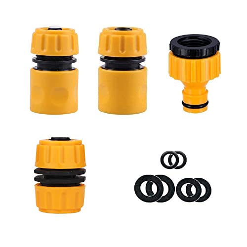 TOPWAYS Garden Hose Connector Set, Hose Repair and End Quick Connector, Hose Waterstop Connector, 2 in1 Threaded Tap Connector, Spares Kit Hose Attachments 4PCS