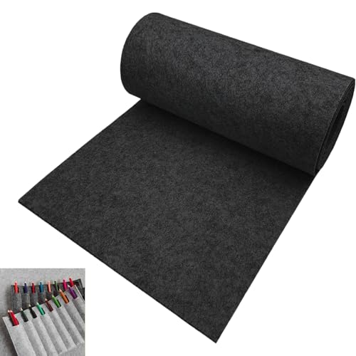 Rouleau Feutrine, Tapis de Découpe en Feutrine, Rouleau de Feutre 300 cm x 30 cm x 3 mm, Polyester Feutrine Tissu pour Sacs, Couture Patchwork, Feutrine à Broder (Noir)